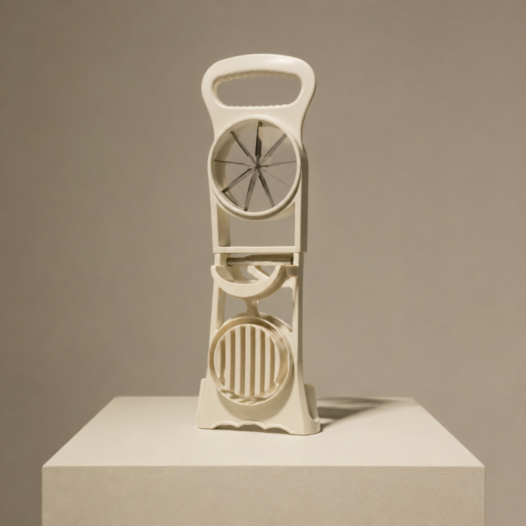 Single-Use Kitchen Helper Requiring Three Washes photographed as a premium museum object on a warm ivory plinth.