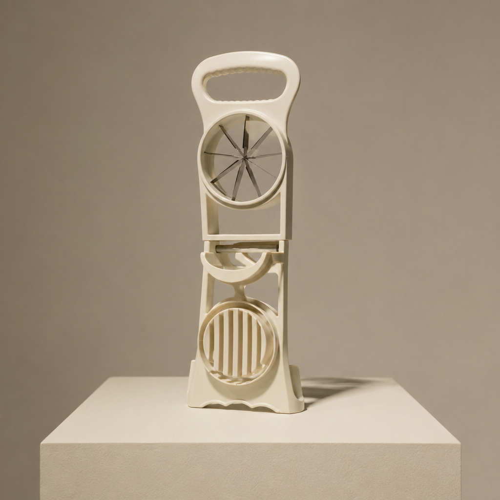 Single-Use Kitchen Helper Requiring Three Washes photographed as a premium museum object on a warm ivory plinth.