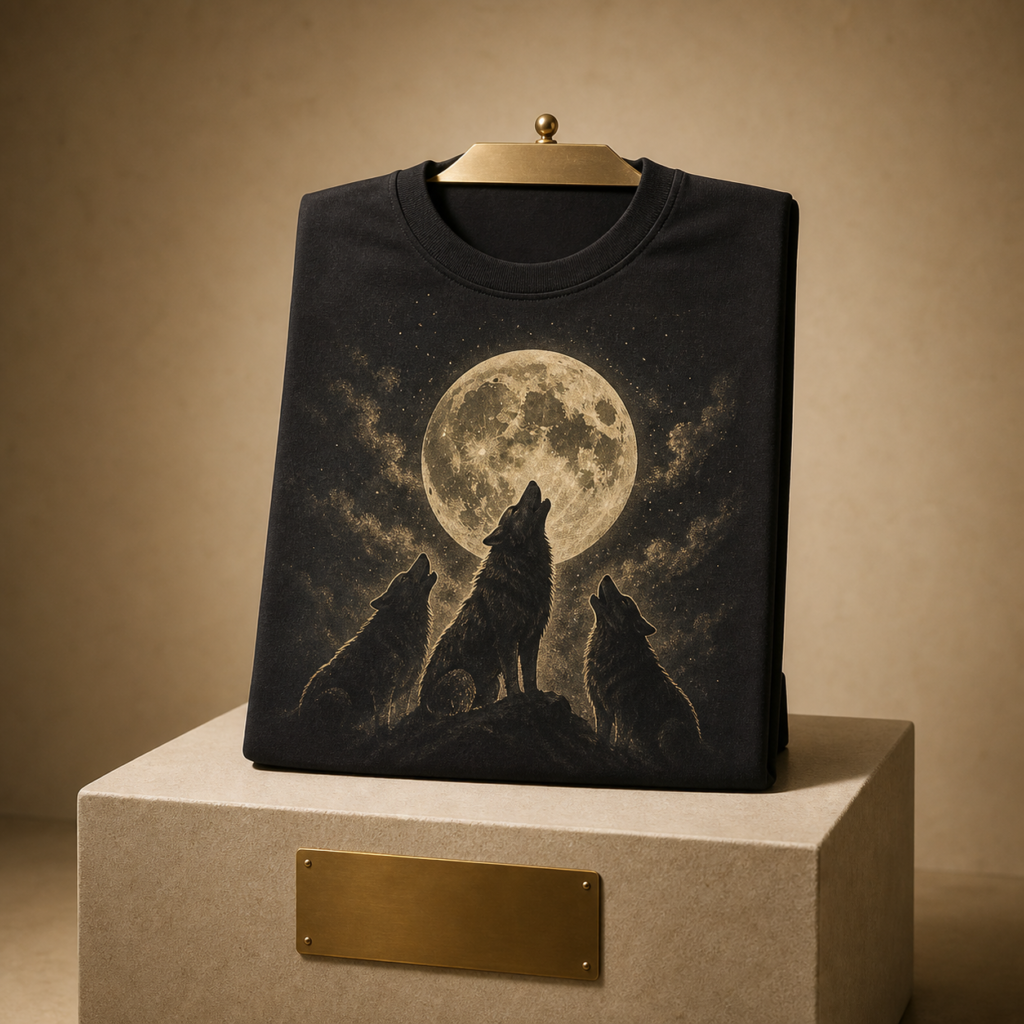 A mythic novelty shirt concept displayed as a digital folklore artifact.